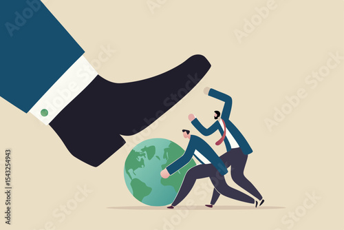 ESG, Environmental, social and corporate governance, protect the world or sustainability and responsibility concept, people corporate men together help protect the wold from bad guy destroying stomp.