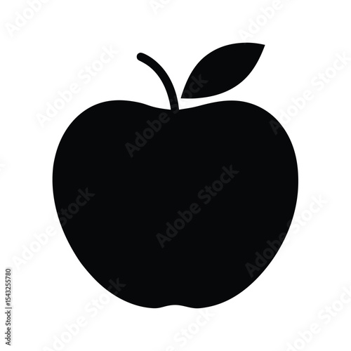 Simple apple icon vector silhouette