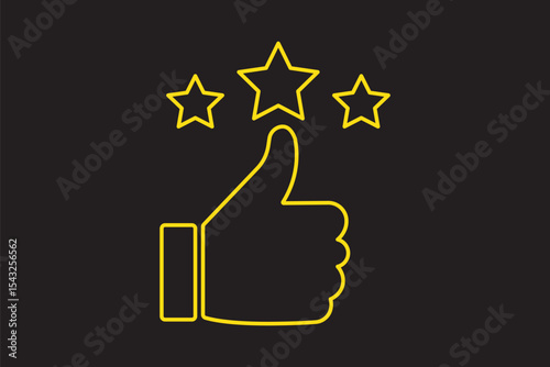 Star Rating Icon. Thumbs Up Icon. Like, thumb up and stars, Rating icon. Thumbs up icon gives a star review. Rate icons.