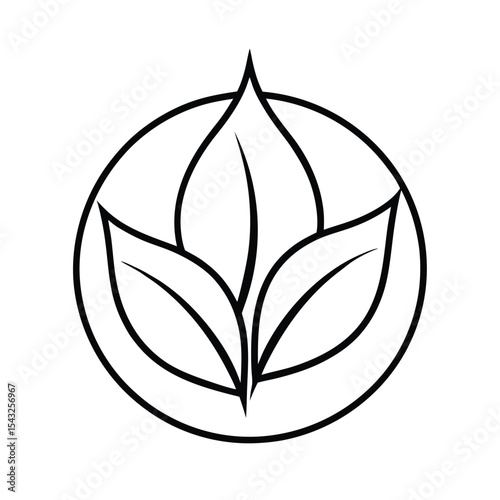 Tea leaf logo line art