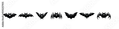 A spooky collection of bat silhouettes creates a fun Halloween theme design for your scary projects and festive backgrounds.