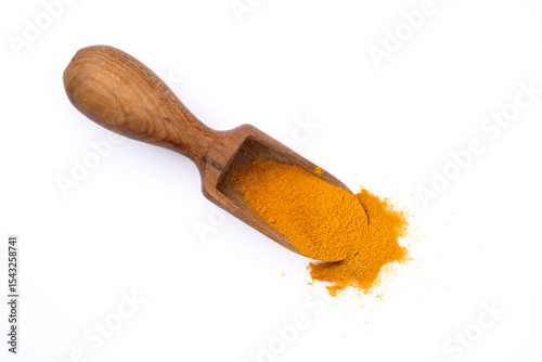 Fototapeta Naklejka Na Ścianę i Meble -  Turmeric with its magnificent orange color on a white background