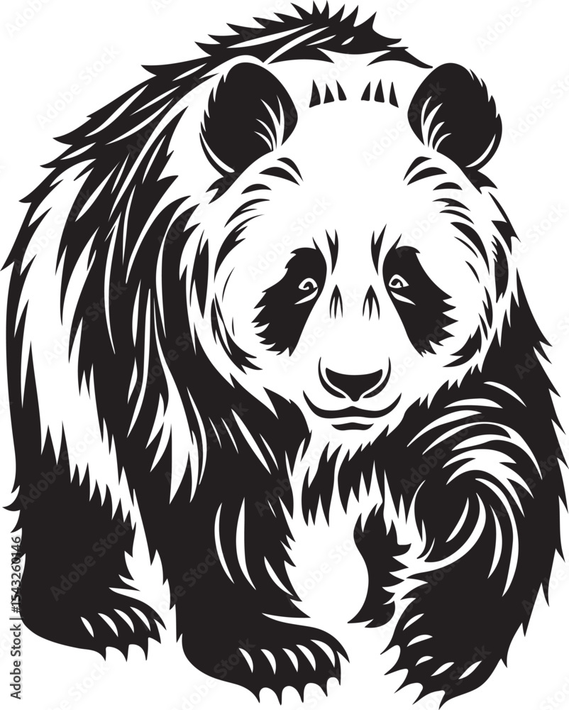 Obraz premium Cute Black Panda Clipart Illustration