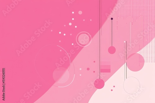 Minimal horizontal pink banner, abstract business startup elements, copy space, clean flat vector style