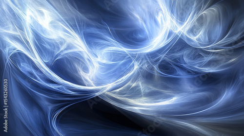 Abstract Blue and White Swirling Fractal