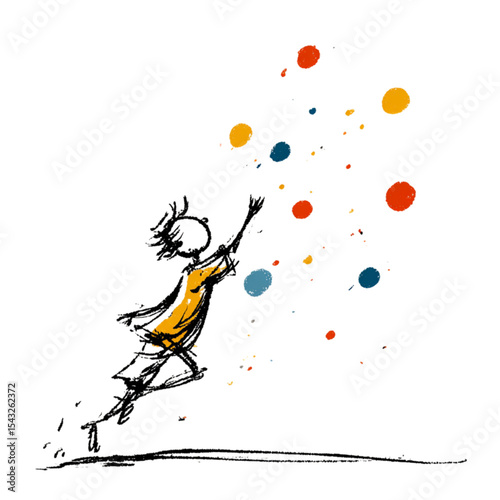 Child catching confetti at party 