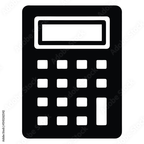 Black and white simple calculator icon representing calculation and financial operations