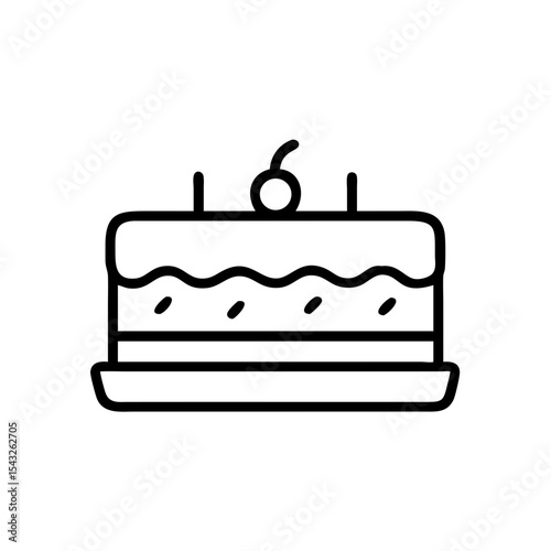 Cake with cherry and candles on white background  