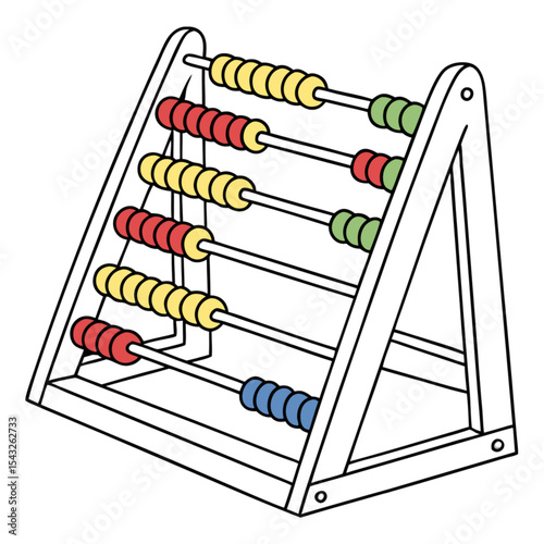 Colorful abacus with beads on a wooden frame in simple design  
