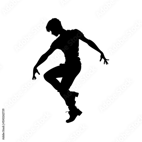 Male dancer performing a dynamic pose in silhouette style  