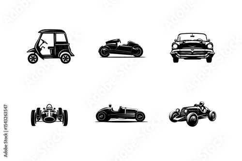 Classic car silhouettes collection vector