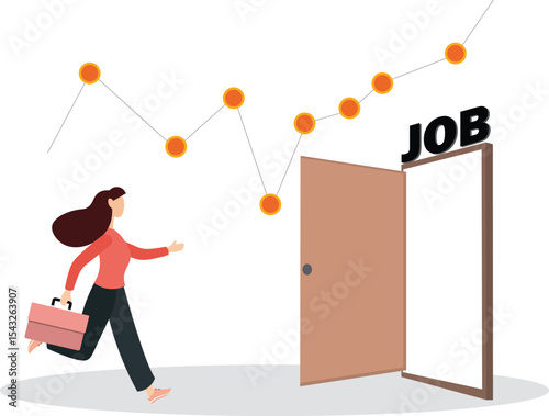 Unemployment rate or hiring position statistics or forecast, economy growth or recession, new worker or corporate job concept.flat character life .