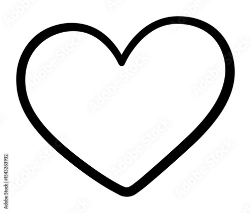 simple heart outline vector icon love symbol monochrome line art