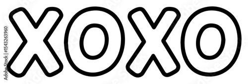 xoxo text outline vector illustration love typography line art for valentine