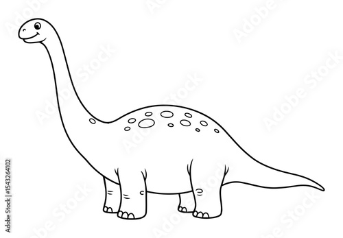 brachiosaurus cartoon dinosaur outline vector illustration long neck prehistoric art