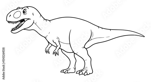 tyrannosaurus rex outline vector illustration cartoon dinosaur line art for kids