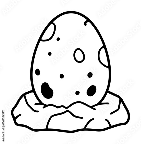 dinosaur egg outline vector illustration prehistoric monochrome line art for kids