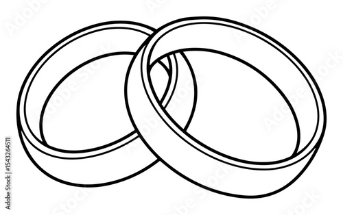 wedding rings outline vector illustration monochrome line art symbol of love