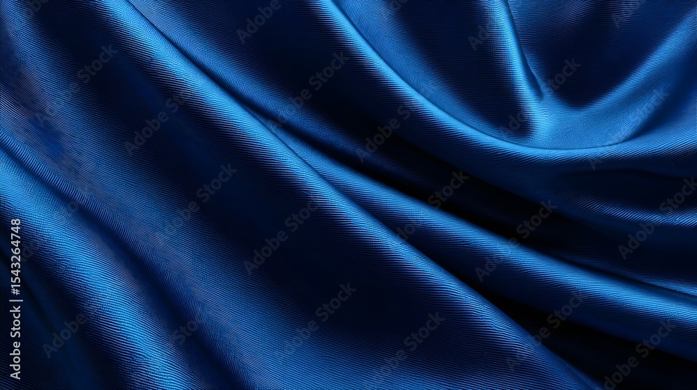 Obraz premium Elegant silk fabric fold background top down perspective realistic texture rendering luxurious smooth shine royal blue color excellent fashion branding design custom royal blue background cut out