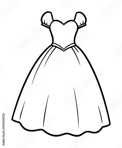 bridal dress outline vector illustration romantic monochrome line art for wedding design