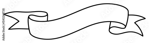 ribbon banner outline vector element monochrome line art for decoration and design