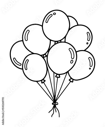 balloon bunch outline vector icon monochrome line art for celebration and decor