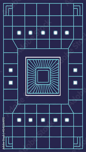 Abstract digital grid vector background with technological floating elements design