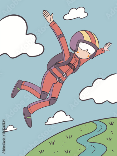 Flat design vector of a child jumping into the air. Great for energy, youth, freedom, and playful content. Not AI-Generated