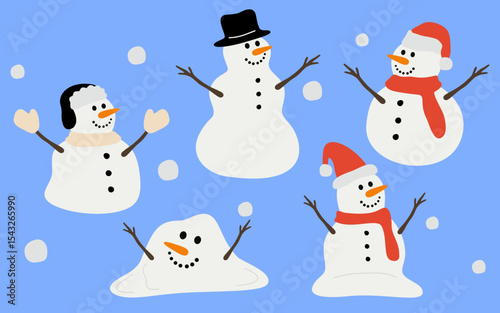 Various Snowman Set vector illustration