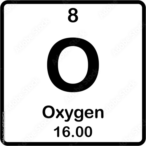 Chemical element of periodic table. Oxygen or O.