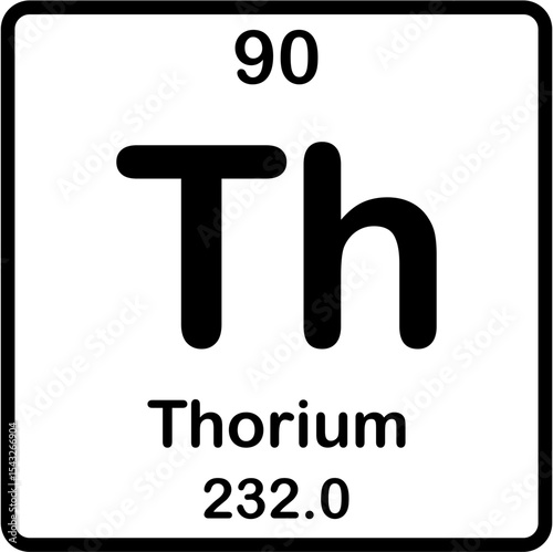 Chemical element of periodic table. Thorium or Th.