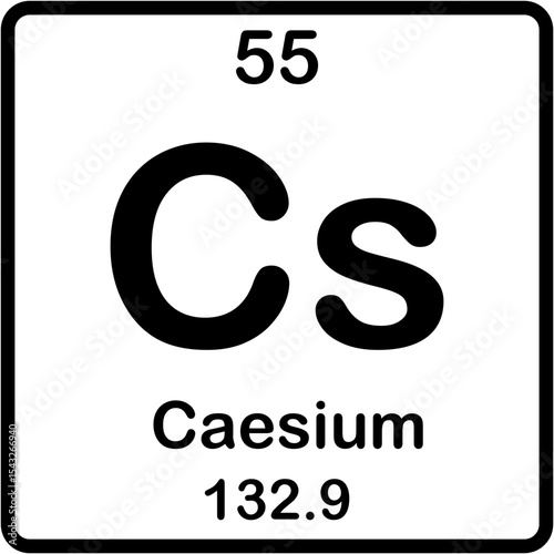 Chemical element of periodic table. Caesium or Cs.