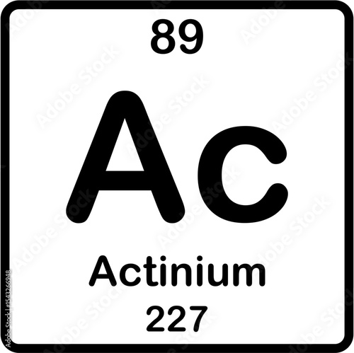 Chemical element on periodic table. Actinium or Ac