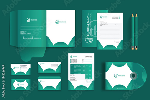 Gradient luxury  Abstract Geometric Office Stationery Equipment Set Design