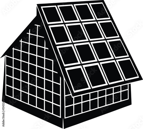 Solar energy vector Silhouette illustration Building Integrated Photovoltaics System