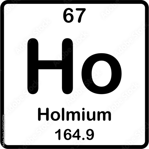 Chemical element of periodic table. Holmium or Ho.