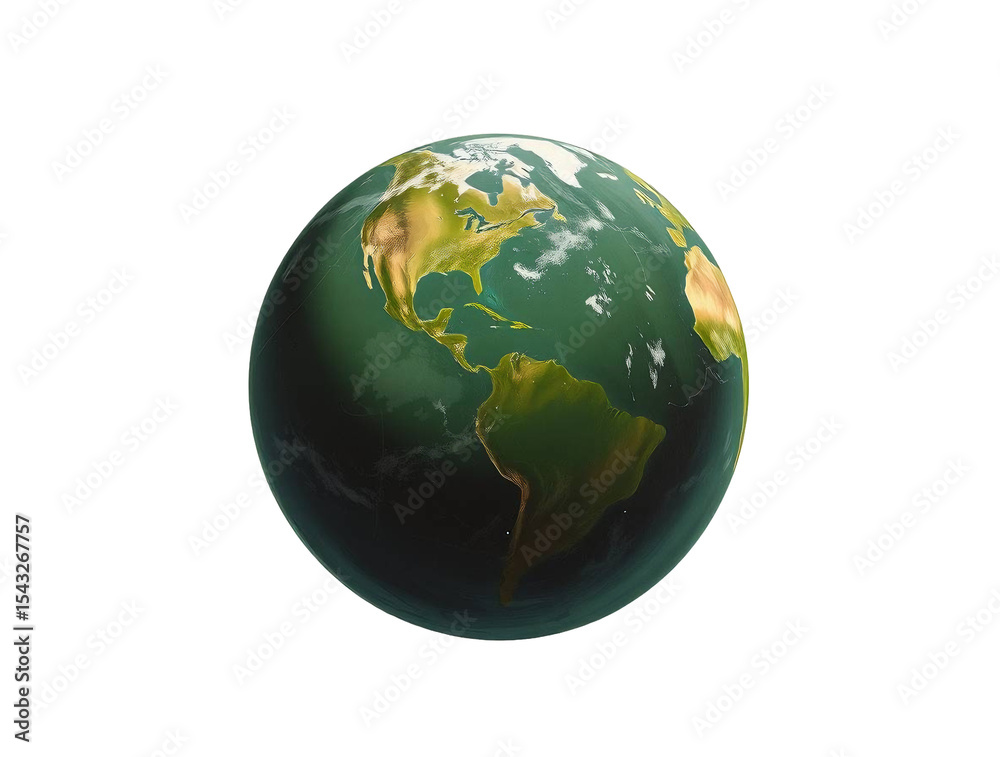 Fototapeta premium Green Earth Planet Isolated on Transparent Background - Eco Globe Vector for Environmental Campaigns, Presentations & Print