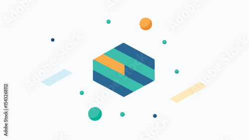 Abstract geometric composition with cubes and spheres on a white background for design projects