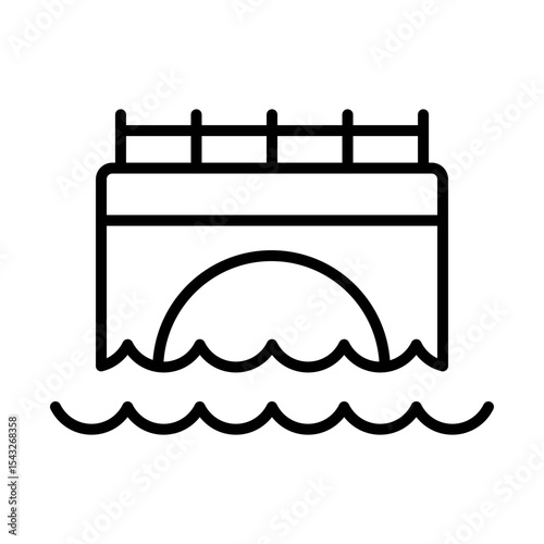 Dam or Water Reservoir Icon for Water Storage and Management Vector
