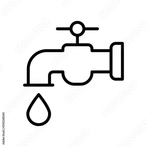 Faucet with Single Water Drop Icon for Water Usage Vector
