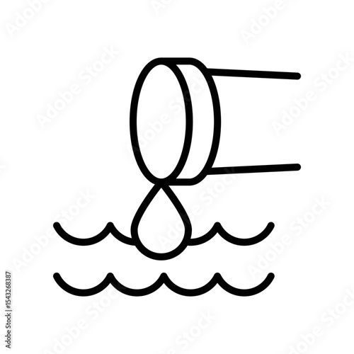 Pouring Liquid Water from Container into Surface Icon Vector.