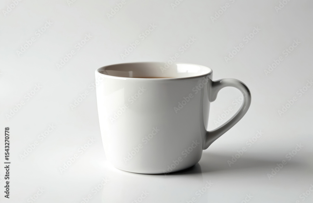 White ceramic cup filled with hot beverage. Isolated on white background. Tea, coffee, cappuccino, latte. Minimalist design, perfect for cafe menus, product presentations, branding. Clean, simple, White ceramic cup filled with hot beverage. Isolated on white background. Tea, coffee, cappuccino, latte. Minimalist design, perfect for cafe menus, product presentations, branding. Clean, simple,