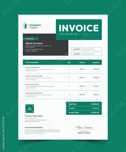 Invoice template vector design