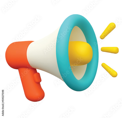 Isolated red megaphone on white with clipping path for loud communication