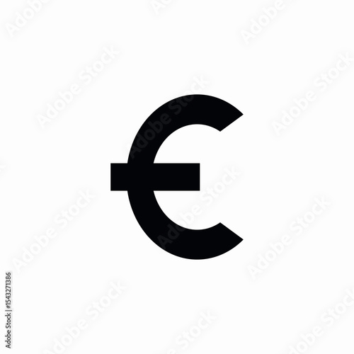 euro single line icon sign vector