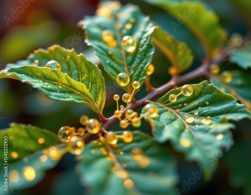 close up of neem leaves with glowing antibacterial molecules protecting skin wounds, vibrant botanical health art.