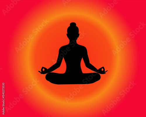 vector illustration silhouette meditation on down