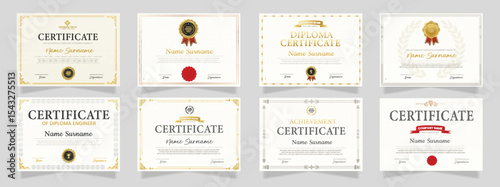 Certificate design with a vintage or retro theme. cherished element of companies, schools, events.