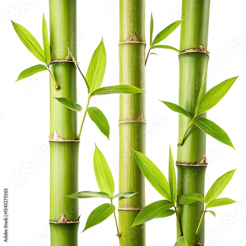Green bamboo shoots isolated on transparent background