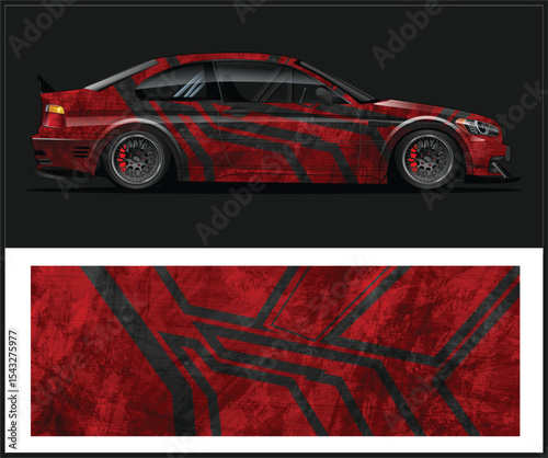 Car Wrap Design with Yellow and Gray Grunge Pattern for Vehicle Graphics